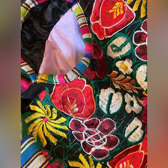 Bohemian Flower Embroidered Fabric Sling Crossbody Bag - Picture 5 of 5